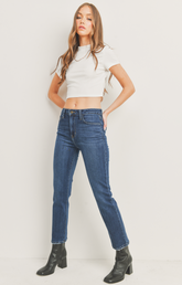 Hem Distress Slim Straight (dark denim)